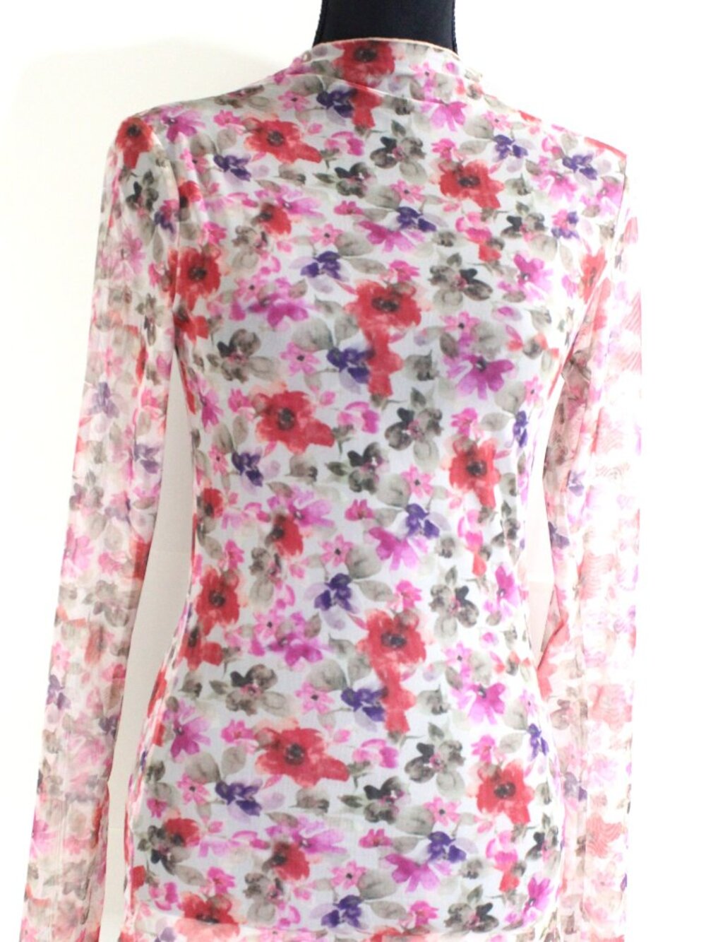 Sweet Generis, Multicolor Long Sleeve Sheer Top, Size Medium
